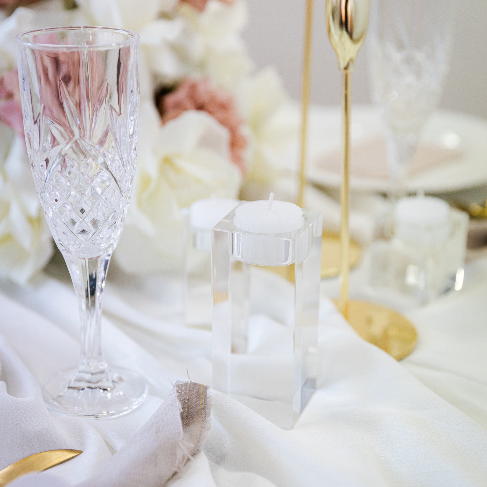 Crystal Cubic Tealight Candleholder 10cm